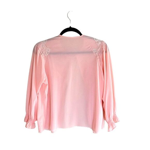 Vintage Kayser Womens Cardigan Pink L Cottage Core Sleep Shirt - Picture 5 of 9